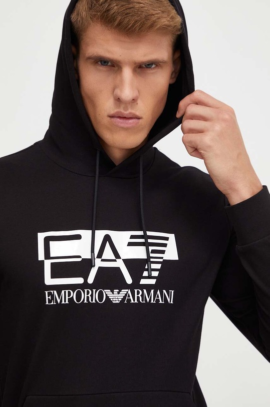 EA7 Emporio Armani hanorac de bumbac print negru 6RPM62.PJ05Z