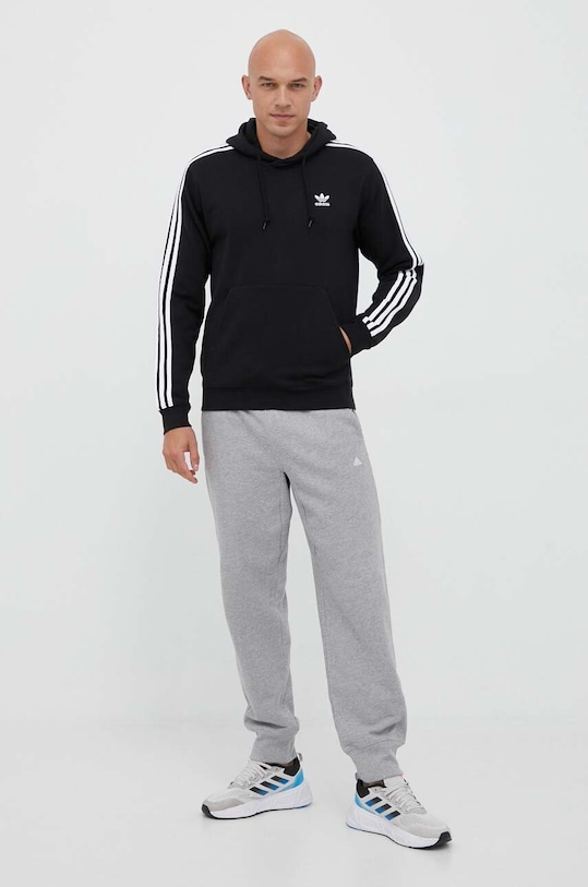 Mikina adidas Originals 3-Stripes s kapucňou čierna IM2088