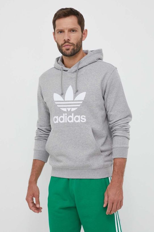 adidas Originals bluza bawełniana z kapturem szary IM4490