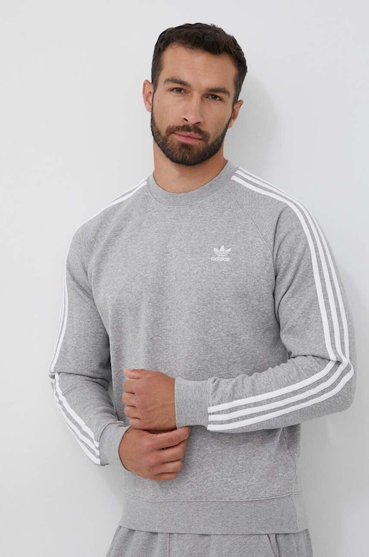 Dukserica adidas Originals 3-Stripes bez kapuljače siva IM4514