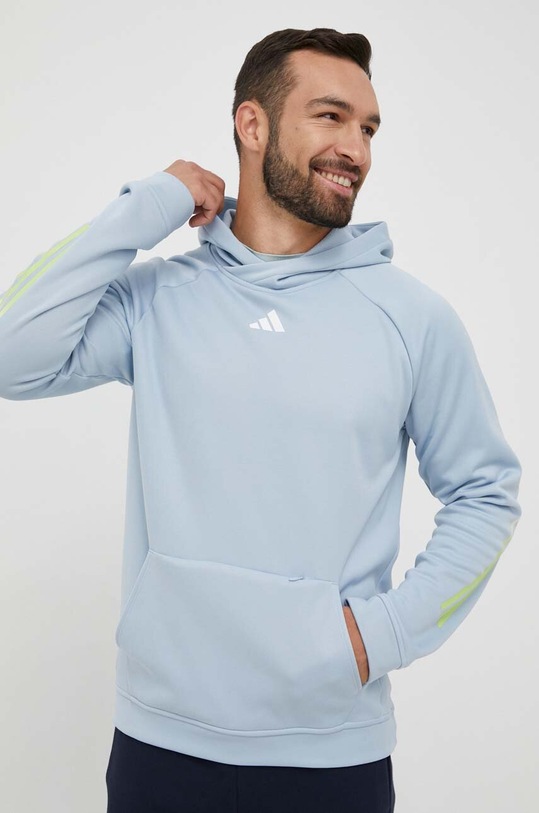 adidas Performance bluza treningowa Train Icons z kapturem niebieski IJ8117