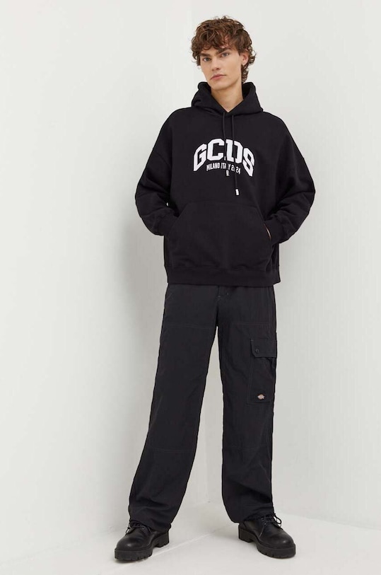 Бавовняна кофта GCDS FW23M100681 чорний AW23