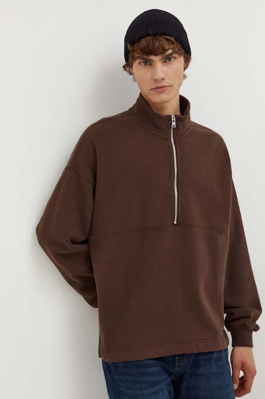 Суичър Abercrombie & Fitch без качулка кафяв KI122.3164.400