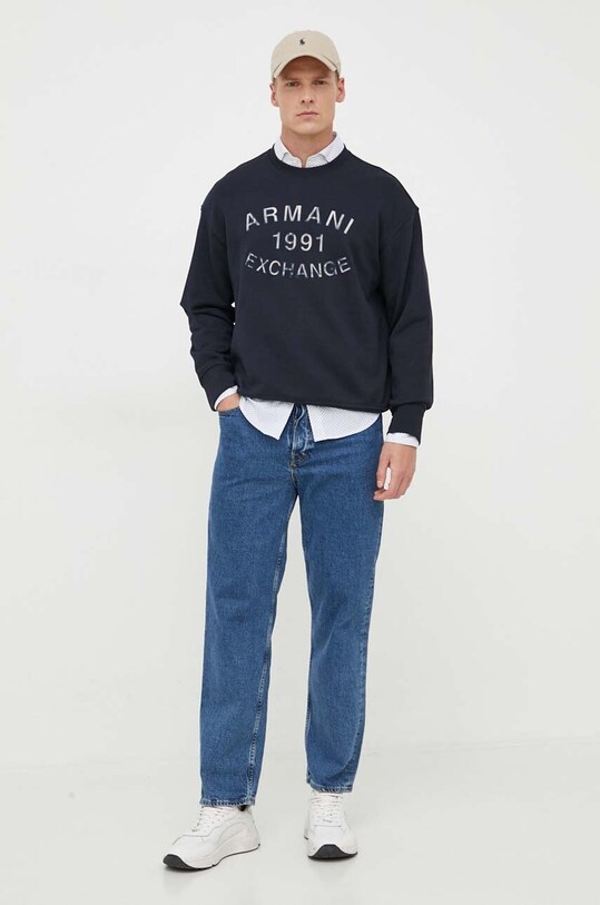Хлопковая кофта Armani Exchange 6RZMGA.ZJ4XZ тёмно-синий AW23