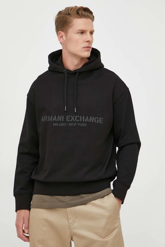 Bavlněná mikina Armani Exchange s kapucí černá 6RZMLE.ZJ4XZ