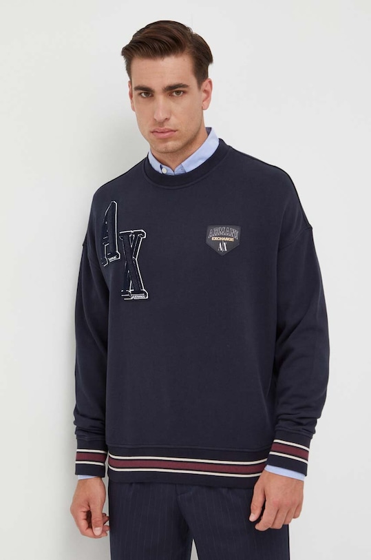 Armani Exchange felső aplikációval sötétkék 6RZMJE.ZJDPZ