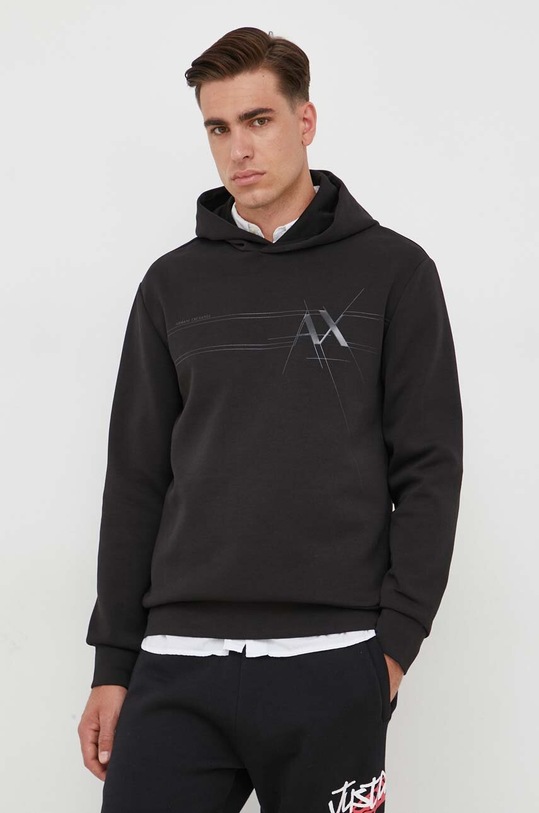 Armani Exchange bluza z kapturem czarny 6RZMKB.ZJXBZ