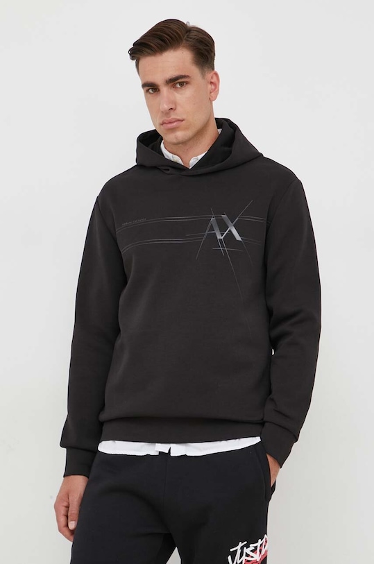 Armani Exchange bluza z kapturem czarny 6RZMKB.ZJXBZ