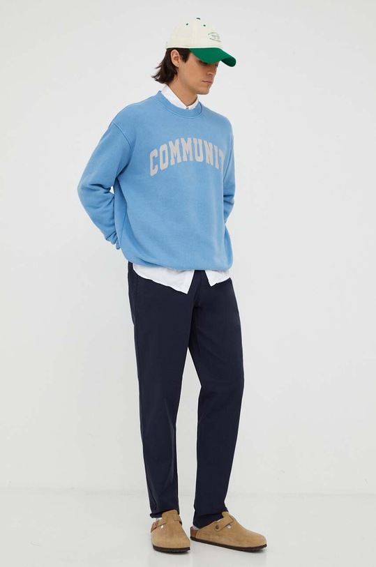 Les Deux bluza bawełniana nadruk niebieski LDM200138