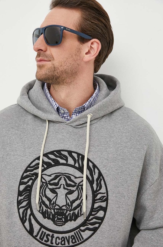 Just Cavalli hanorac de bumbac imprimeu gri 75OAIT02.CF502