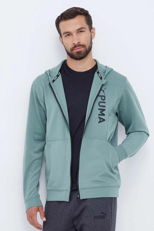 Puma bluza treningowa Fit Double Knit z kapturem zielony 523885