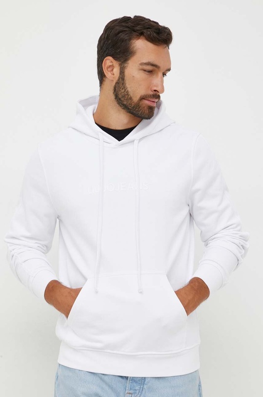 Pamučna dukserica Liu Jo natpis bijela M223P203HOODIEJPRIME