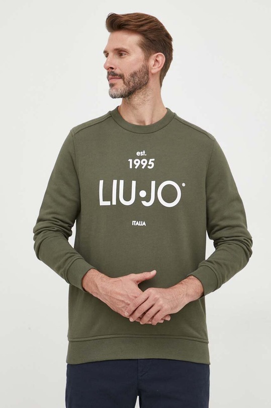 Liu Jo bluza bawełniana nadruk zielony M223P203ESTCREW