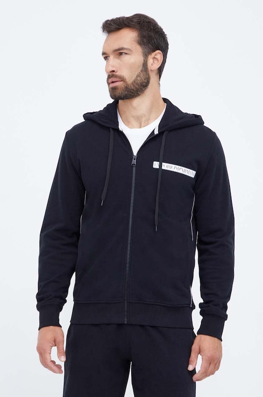 Emporio Armani Underwear bluza bawełniana lounge nadruk czarny 112053.3F573