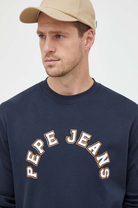 Pepe Jeans bluza bawełniana Westend nadruk granatowy PM582524.594