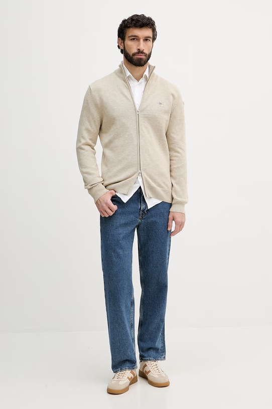 Gant kardigan bawełniany 8030164 beżowy SS26