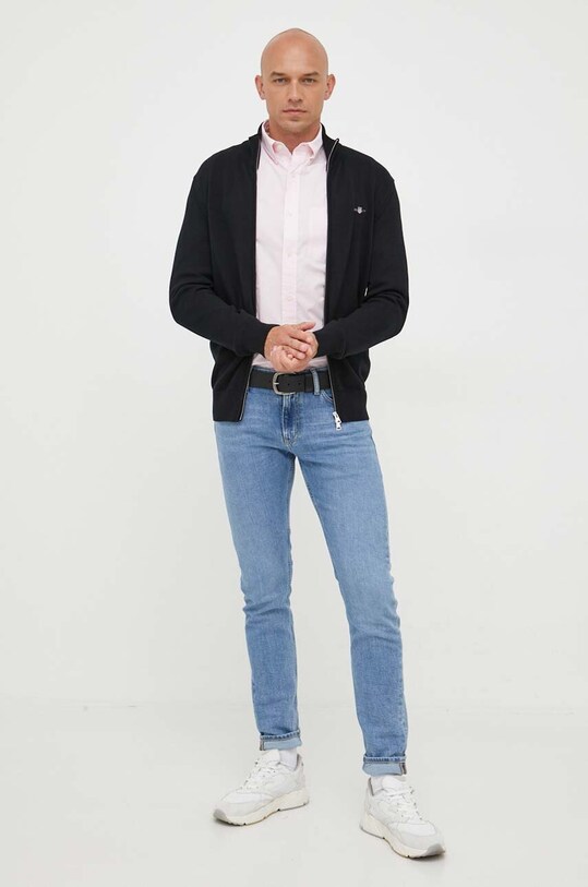 Βαμβακερή ζακέτα Gant 8030164 μαύρο AW24