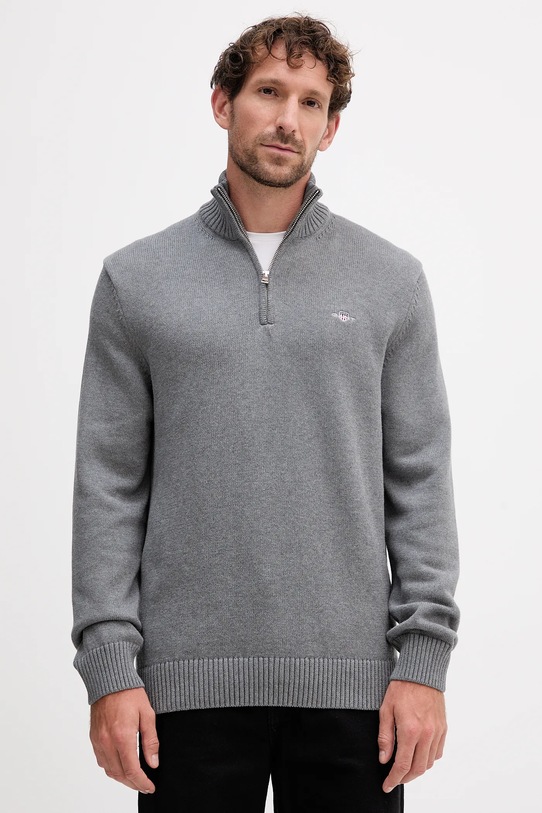 Gant sweter bawełniany bawełna szary 8030170