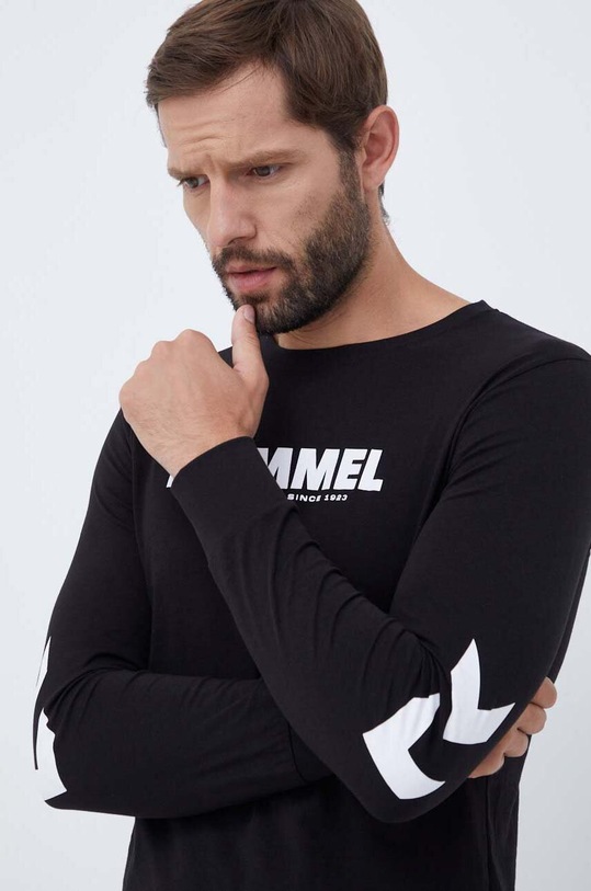 Bavlněné tričko s dlouhým rukávem Hummel hmlLEGACY T-SHIRT LS černá 212573