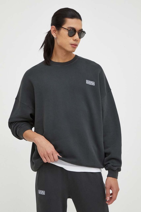 American Vintage bluza z elastanem szary MIZU03EH23