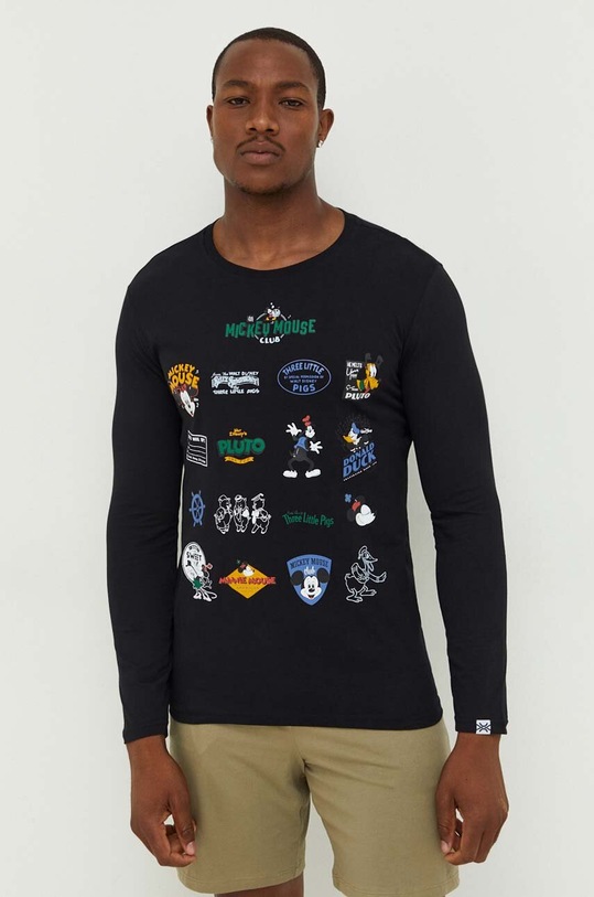 United Colors of Benetton longsleeve bawełniany x Disney nadruk czarny 3VR54M016.100