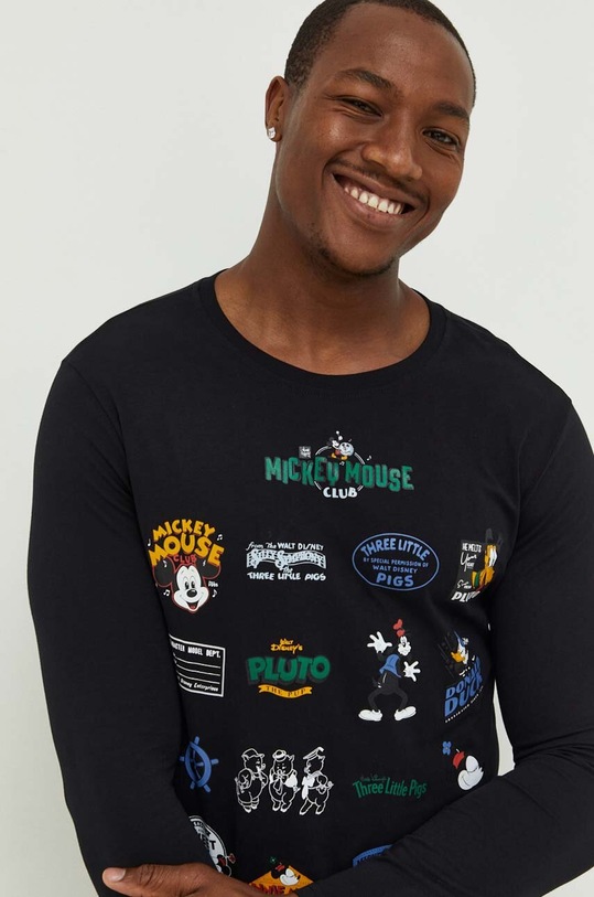 United Colors of Benetton longsleeve bawełniany x Disney czarny 3VR54M016.100
