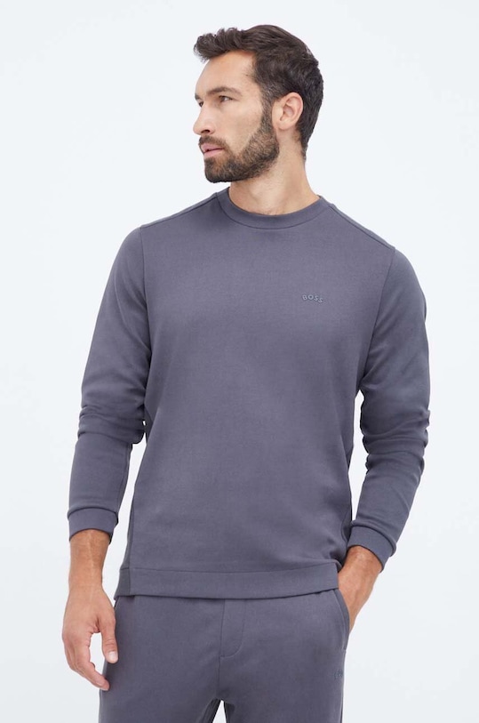 BOSS Green bluza bawełniana BOSS GREEN bawełna szary 50487999