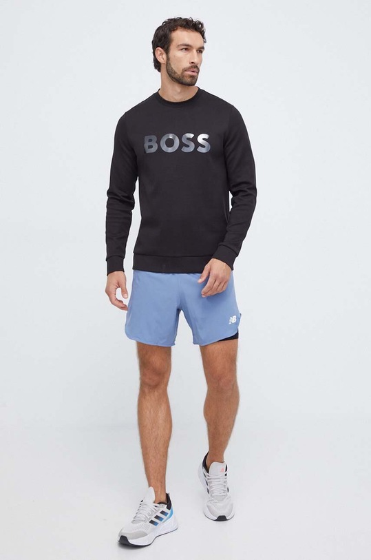 Βαμβακερή μπλούζα Boss Green BOSS GREEN χωρίς κουκούλα μαύρο 50501198