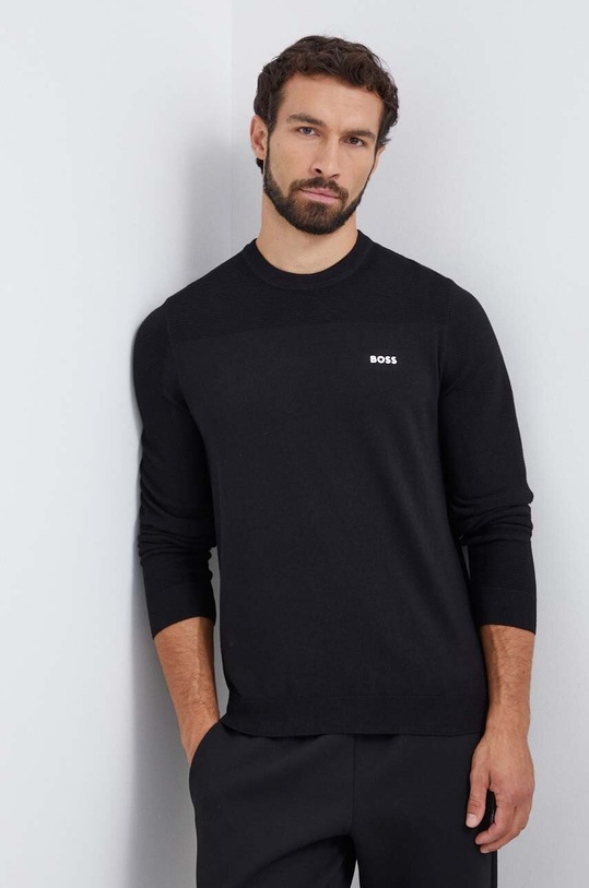 BOSS Green sweter z domieszką wełny BOSS GREEN czarny 50498559