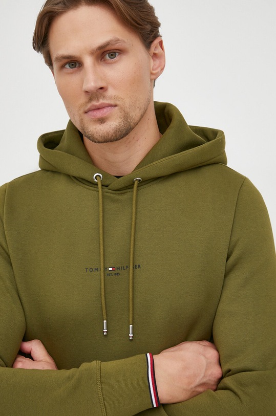 Μπλούζα Tommy Hilfiger με κουκούλα πράσινο MW0MW32673