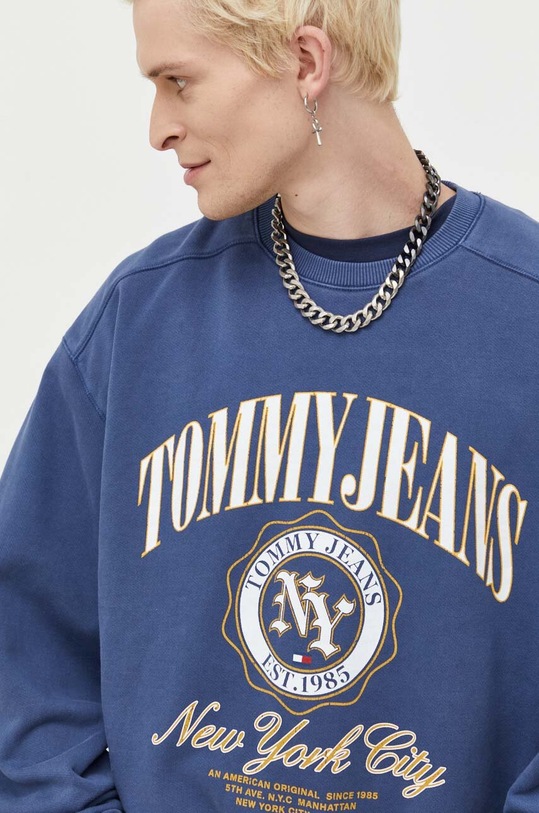 Βαμβακερή μπλούζα Tommy Jeans σκούρο μπλε DM0DM17798