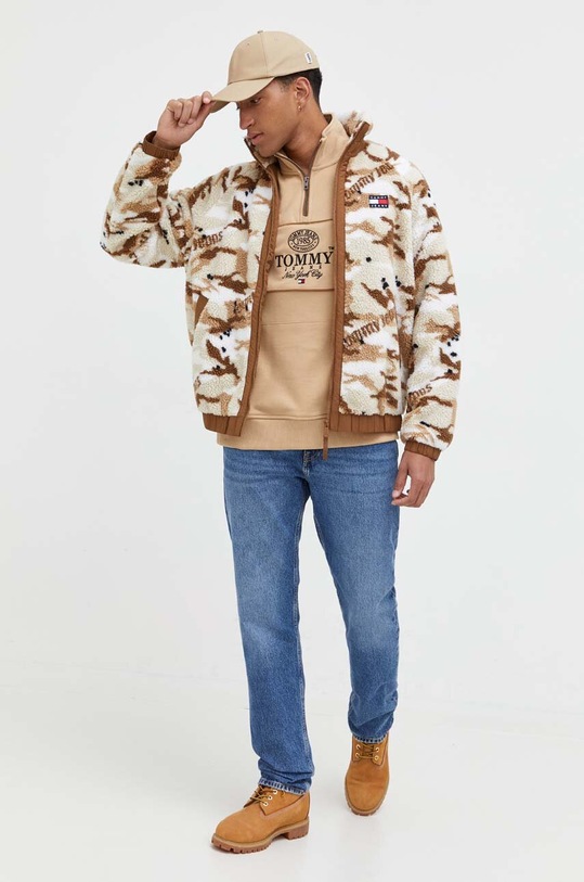 Βαμβακερή μπλούζα Tommy Jeans DM0DM17800 μπεζ AW23