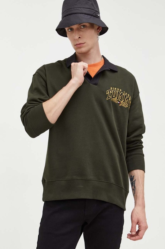 Bavlněná mikina Tommy Jeans hnědá DM0DM17801