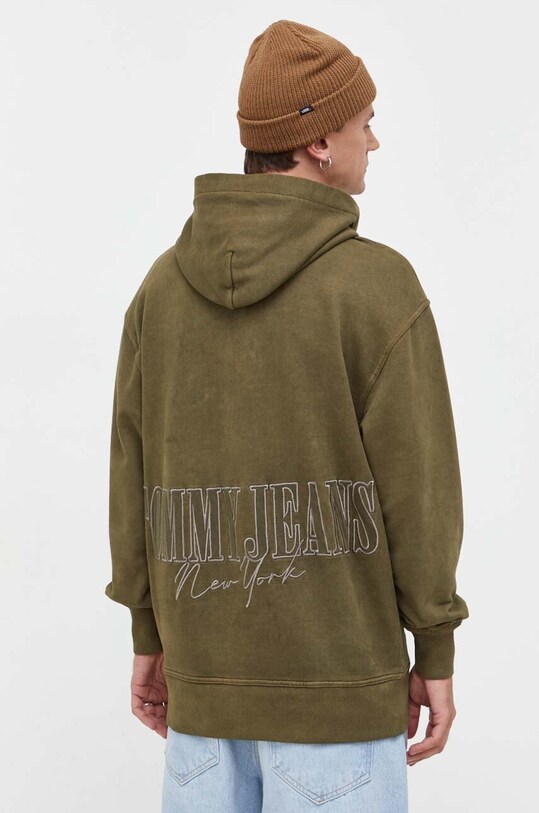 Bavlnená mikina Tommy Jeans DM0DM17809 zelená AW23