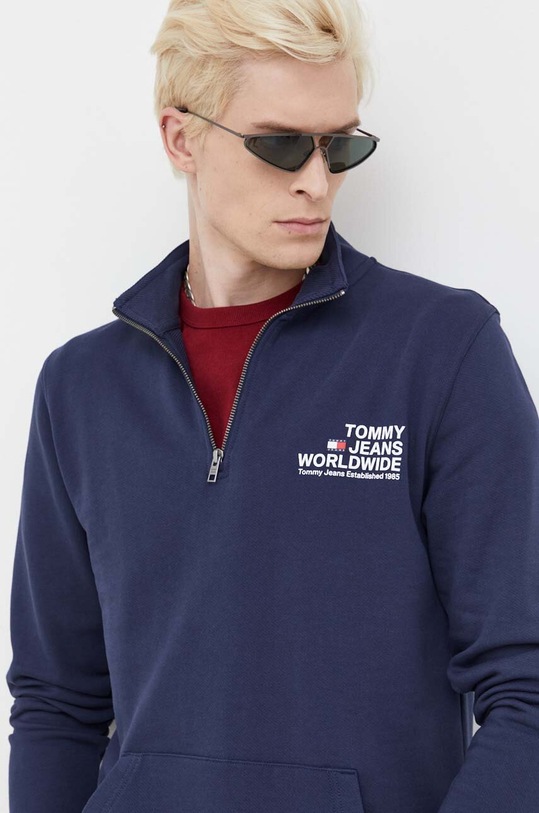 Bavlnená mikina Tommy Jeans tmavomodrá DM0DM17782