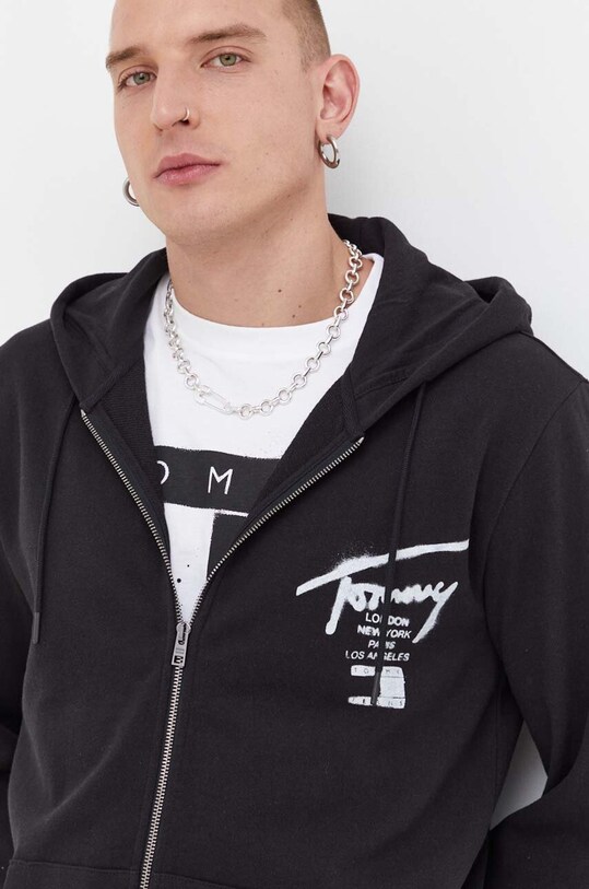 Bavlnená mikina Tommy Jeans čierna DM0DM17793