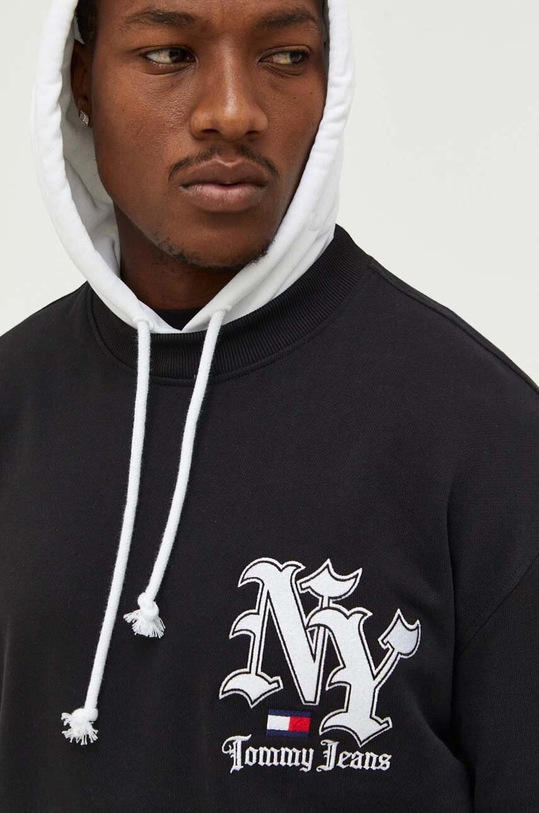 Bavlněná mikina Tommy Jeans s kapucí černá DM0DM17794
