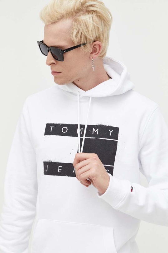 Μπλούζα Tommy Jeans με κουκούλα λευκό DM0DM17911
