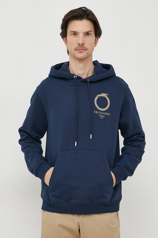 Trussardi felpa in cotone con blu navy 52F00335.1T006520