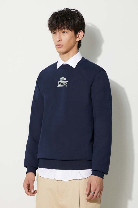 Βαμβακερή μπλούζα Lacoste σκούρο μπλε SH1156