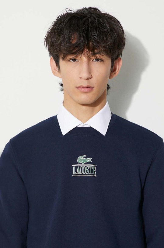 Βαμβακερή μπλούζα Lacoste SH1156 σκούρο μπλε