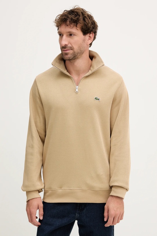 Lacoste sweter bawełniany bawełna beżowy SH1927