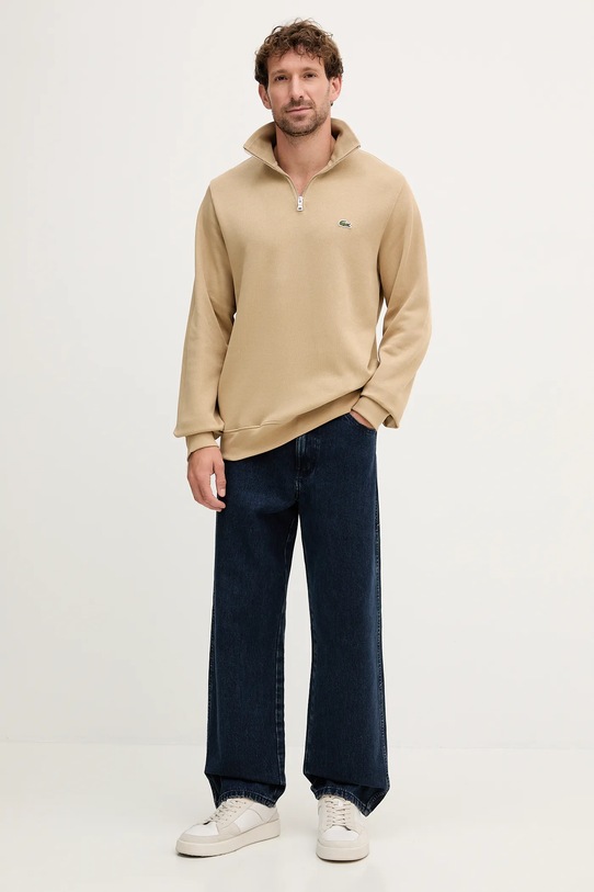 Lacoste sweter bawełniany SH1927 beżowy AW25