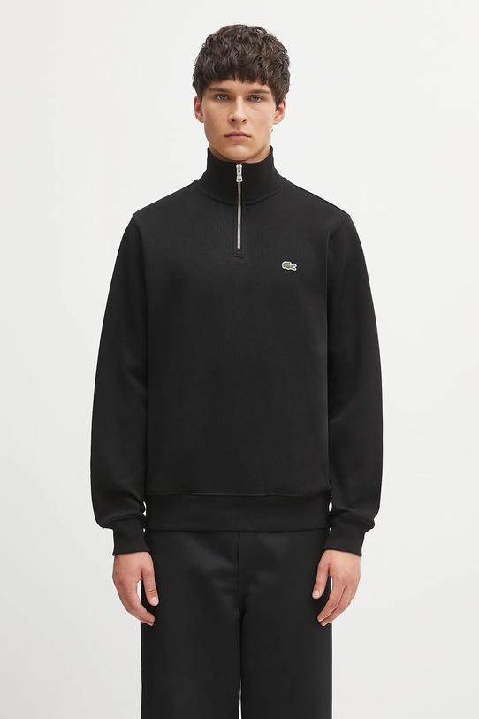 Lacoste sweter bawełniany gładkie czarny SH1927