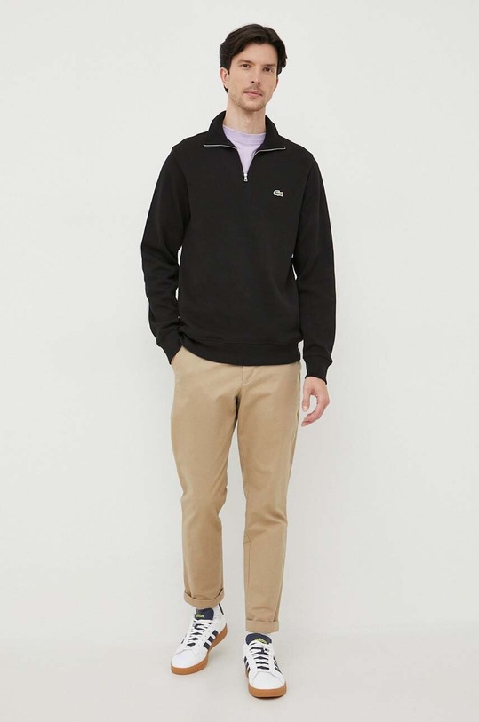 Βαμβακερό πουλόβερ Lacoste SH1927 μαύρο AW23