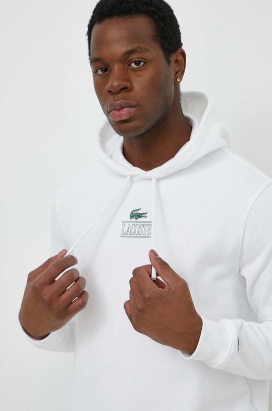 Lacoste hanorac de bumbac uni alb SH5643