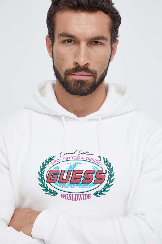 Guess bluza z kapturem biały Z3BQ09.KBXX1