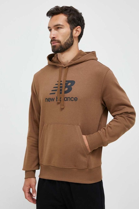 New Balance bluza z kapturem brązowy MT31537DHE