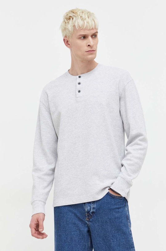 Bavlněné tričko s dlouhým rukávem Abercrombie & Fitch kulatý šedá KI124.3822.108