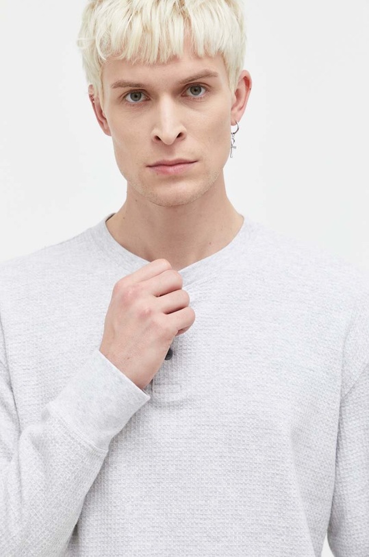 Bavlněné tričko s dlouhým rukávem Abercrombie & Fitch šedá KI124.3822.108